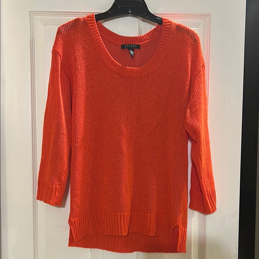 Ralph Lauren Women's Bright Orange Crew Neck Sweater
